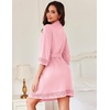 Ekouaer Robes for Women Short Knit Bathrobe Lightweight Sexy Lace Sleepwear Soft Knee Length Loungewear(Light Pink)