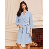 Ekouaer Robes for Women Waffle Knit Bathrobe Lightweight Kimono Robe Knee Length Loungewear with Pockets Light Blue XXL