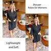 Ekouaer Women Robes Waffle Knee Length Bathrobe Lightweight Soft Sleepwear V neck 3/4 Sleeve Casual Ladies Loungewear S-XXL(Black)