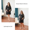 Ekouaer Women Robes Waffle Knee Length Bathrobe Lightweight Soft Sleepwear V neck 3/4 Sleeve Casual Ladies Loungewear S-XXL(Black)