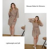 Ekouaer Women Robes Waffle Knee Length Bathrobe Lightweight Soft Sleepwear V neck 3/4 Sleeve Casual Ladies Loungewear S-XXL(Khaki)