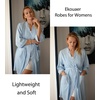 Ekouaer Women Robes Waffle Knee Length Bathrobe Lightweight Soft Sleepwear V neck 3/4 Sleeve Casual Ladies Loungewear S-XXL(Light Blue)