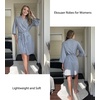 Ekouaer Women Robes Waffle Knee Length Bathrobe Lightweight Soft Sleepwear V neck 3/4 Sleeve Casual Ladies Loungewear S-XXL(Light Grey)