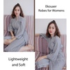 Ekouaer Women Robes Waffle Knee Length Bathrobe Lightweight Soft Sleepwear V neck 3/4 Sleeve Casual Ladies Loungewear S-XXL(Light Grey)