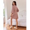 Ekouaer Women Robes Waffle Knee Length Bathrobe Lightweight Soft Sleepwear V neck 3/4 Sleeve Casual Ladies Loungewear S-XXL(Pink)