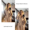 Ekouaer Women Robes Waffle Knee Length Bathrobe Lightweight Soft Sleepwear V neck 3/4 Sleeve Casual Ladies Loungewear S-XXL(Pink)