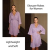 Ekouaer Women Robes Waffle Knee Length Bathrobe Lightweight Soft Sleepwear V neck 3/4 Sleeve Casual Ladies Loungewear S-XXL(Purple)