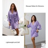 Ekouaer Women Robes Waffle Knee Length Bathrobe Lightweight Soft Sleepwear V neck 3/4 Sleeve Casual Ladies Loungewear S-XXL(Purple)