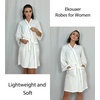Ekouaer Women Robes Waffle Knee Length Bathrobe Lightweight Soft Sleepwear V neck 3/4 Sleeve Casual Ladies Loungewear S-XXL(White)