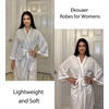 Ekouaer Women Robes Waffle Knee Length Bathrobe Lightweight Soft Sleepwear V neck 3/4 Sleeve Casual Ladies Loungewear S-XXL(White)