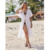 Ekouaer Women’s Swimwear Cover Ups Sexy Chiffon Beach Bikini Swimsuit Kimono Cardigan Cover Up Long Flowy Beachwear(B White)