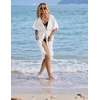 Ekouaer Women’s Swimwear Cover Ups Sexy Chiffon Beach Bikini Swimsuit Kimono Cardigan Cover Up Long Flowy Beachwear(B White)