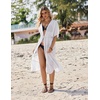 Ekouaer Women’s Swimwear Cover Ups Sexy Chiffon Beach Bikini Swimsuit Kimono Cardigan Cover Up Long Flowy Beachwear(B White)