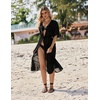 Ekouaer Women’s Swimwear Cover Ups Sexy Chiffon Beach Bikini Swimsuit Kimono Cardigan Cover Up Long Flowy Beachwear(Black)