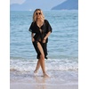 Ekouaer Women’s Swimwear Cover Ups Sexy Chiffon Beach Bikini Swimsuit Kimono Cardigan Cover Up Long Flowy Beachwear(Black)