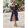 Ekouaer Women’s Swimwear Cover Ups Sexy Chiffon Beach Bikini Swimsuit Kimono Cardigan Cover Up Long Flowy Beachwear(C Navy Blue)