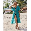Ekouaer Women’s Swimwear Cover Ups Sexy Chiffon Beach Bikini Swimsuit Kimono Cardigan Cover Up Long Flowy Beachwear(C Peacock Blue)