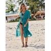 Ekouaer Women’s Swimwear Cover Ups Sexy Chiffon Beach Bikini Swimsuit Kimono Cardigan Cover Up Long Flowy Beachwear(C Peacock Blue)