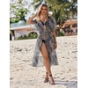 Ekouaer Women’s Swimwear Cover Ups Sexy Chiffon Beach Bikini Swimsuit Kimono Cardigan Cover Up Long Flowy Beachwear(P Leopard)