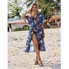 Ekouaer Women’s Swimwear Cover Ups Sexy Chiffon Beach Bikini Swimsuit Kimono Cardigan Cover Up Long Flowy Beachwear(P Plants 2)