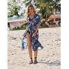 Ekouaer Women’s Swimwear Cover Ups Sexy Chiffon Beach Bikini Swimsuit Kimono Cardigan Cover Up Long Flowy Beachwear(P Plants 2)