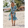 Ekouaer Women’s Swimwear Cover Ups Sexy Chiffon Beach Bikini Swimsuit Kimono Cardigan Cover Up Long Flowy Beachwear(P Plants 3)