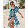 Ekouaer Women’s Swimwear Cover Ups Sexy Chiffon Beach Bikini Swimsuit Kimono Cardigan Cover Up Long Flowy Beachwear(P Plants 3)