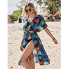 Ekouaer Women’s Swimwear Cover Ups Sexy Chiffon Beach Bikini Swimsuit Kimono Cardigan Cover Up Long Flowy Beachwear(P Plants)