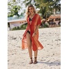 Ekouaer Women’s Swimwear Cover Ups Sexy Chiffon Beach Bikini Swimsuit Kimono Cardigan Cover Up Long Flowy Beachwear(P Red and Orange Stripes)