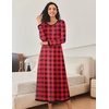 Ekouaer Nightgown Women Long Sleeve Sleepwear Full Length Long Nightshirt Soft Loungewear Pajama Dress S-4XL(Red Plaid)