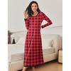 Ekouaer Nightgown Women Long Sleeve Sleepwear Full Length Long Nightshirt Soft Loungewear Pajama Dress S-4XL(Red Plaid)