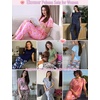 Ekouaer Pajama Sets for Women Round Neck Pjs Short Sleeve Sleepwear with Long Pants Loose Lounge Sets(Pink Cashew Flower)