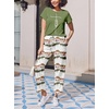 Ekouaer Pajama Sets for Women Round Neck Pjs Short Sleeve Sleepwear with Long Pants Loose Lounge Sets(Tie Dye Green)
