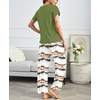 Ekouaer Pajama Sets for Women Round Neck Pjs Short Sleeve Sleepwear with Long Pants Loose Lounge Sets(Tie Dye Green)
