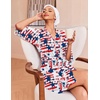 Ekouaer Robes for Women Waffle Knit Bathrobe Soft Lightweight Knee Length Loungewear S-XXL(A-star Flag)