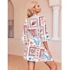 Ekouaer Robes for Women Waffle Knit Bathrobe Soft Lightweight Knee Length Loungewear S-XXL(A-white-seabed Printed)