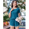 Ekouaer Womens Pajama Sets Short Sleeve Sleepwear Soft Pjs Sets Round Neck Summer 2 Piece Lounge Set with Pockets S-XXL(Blue)