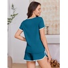 Ekouaer Womens Pajama Sets Short Sleeve Sleepwear Soft Pjs Sets Round Neck Summer 2 Piece Lounge Set with Pockets S-XXL(Blue)