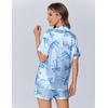 Ekouaer Womens Silk Satin Pajamas Set Animals Print Pjs Button Down Short Sleeve Lounge Set 2 Piece Sleepwear(Blue Bowknot)
