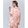 Ekouaer Womens Silk Satin Pajamas Set Animals Print Pjs Button Down Short Sleeve Lounge Set 2 Piece Sleepwear(Cute Bowknot)
