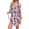 Ekouaer Robes for Women Waffle Knit Bathrobe Soft Lightweight Knee Length Loungewear S-XXL(A-star Flag)