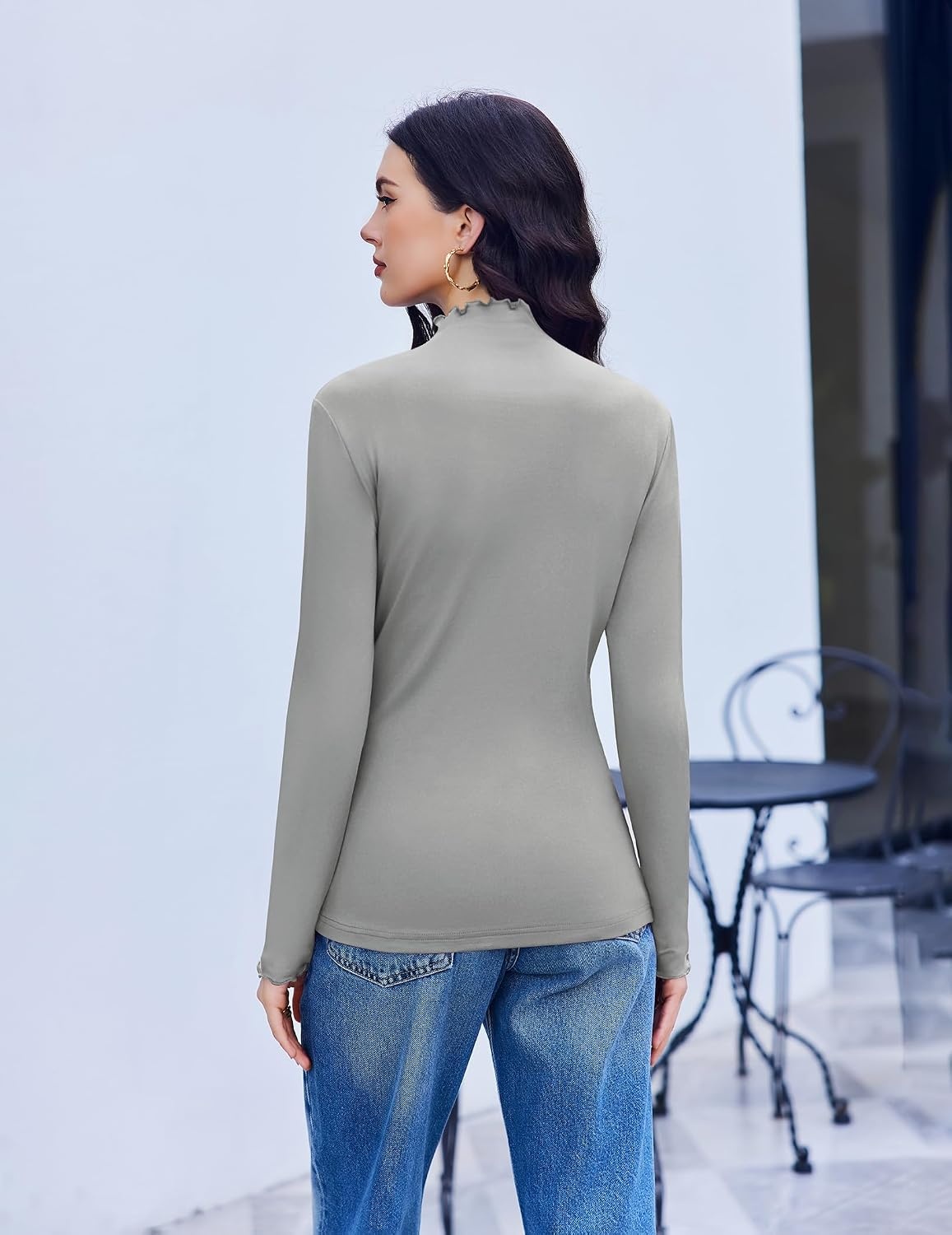 image:imageEkouaer Mock Neck Tops for Women Turtleneck 3 Pack Thermal Long Sleeve Women Womens Undershirts Casual Turtle Neck UndershirtBlackWhiteLight Grey
