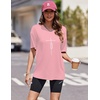 Ekouaer 2 Pack Womens Tops Short Sleeve Oversized T Shirts Summer Spring Tops 2025 Basic Casual Tee Top S-XXL(Cream/Pink)