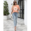Ekouaer 2 Pack Womens Tops Short Sleeve Oversized T Shirts Summer Spring Tops 2025 Basic Casual Tee Top S-XXL(Light Tangerine/Striped)