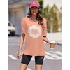 Ekouaer 2 Pack Womens Tops Short Sleeve Oversized T Shirts Summer Spring Tops 2025 Basic Casual Tee Top S-XXL(Light Tangerine/Striped)
