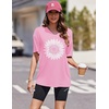 Ekouaer 2 Pack Womens Tops Short Sleeve Oversized T Shirts Summer Spring Tops 2025 Basic Casual Tee Top S-XXL(Pink/Green)