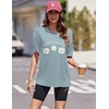 Ekouaer 2 Pack Womens Tops Short Sleeve Oversized T Shirts Summer Spring Tops 2025 Basic Casual Tee Top S-XXL(Stripe/Green Flower)