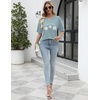 Ekouaer 2 Pack Womens Tops Short Sleeve Oversized T Shirts Summer Spring Tops 2025 Basic Casual Tee Top S-XXL(Stripe/Green Flower)