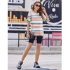 Ekouaer 2 Pack Womens Tops Short Sleeve Oversized T Shirts Summer Spring Tops 2025 Basic Casual Tee Top S-XXL(Stripe/Green Flower)