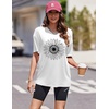 Ekouaer 2 Pack Womens Tops Short Sleeve Oversized T Shirts Summer Spring Tops 2025 Basic Casual Tee Top S-XXL(White/Pink Striped)